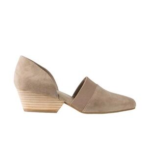 Eileen Fisher Hilly Wedge dOrsay Pump Suede Comfort Heels Beige Cream Size 5.5